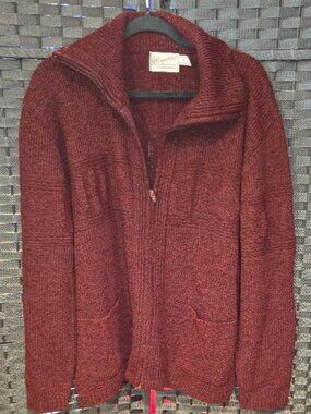 Vintage Men's Clipper Mist Chunky Full-Zip Ribbed Grandpa Cardigan Sweater